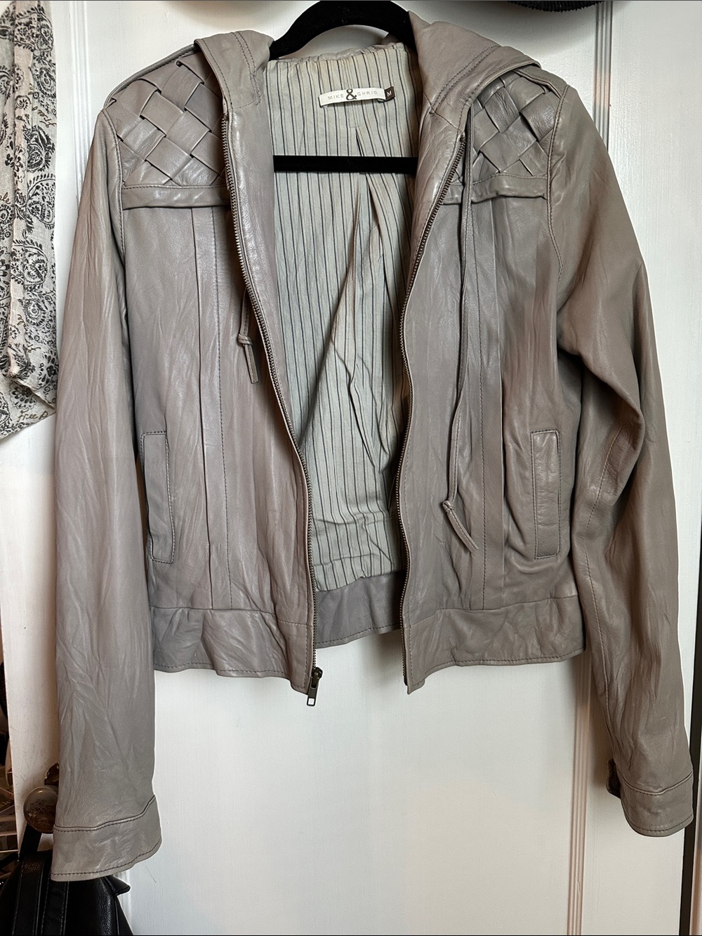 Mike & Chris Grey Leather Hooded Jacket
